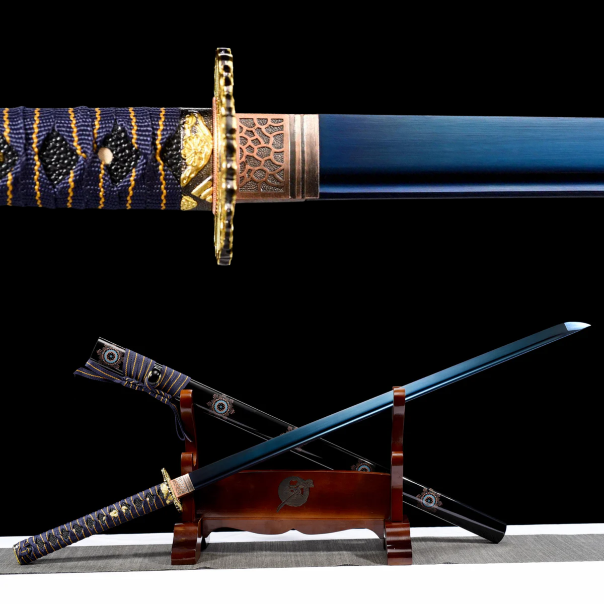 Murasaki 紫 Katana – Straight Purple-Sheen Blade – view 1