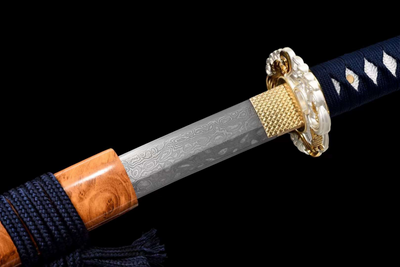 Kasei 火星 Katana – Damascus Steel, Ebony Saya, Zinc Alloy Tsuba – view 5