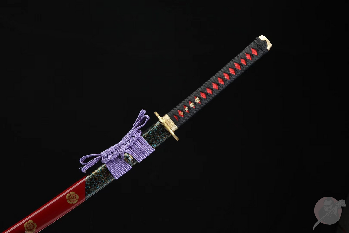 Suhama Giri 家紋 Katana – 1095 Steel, Purple Blade – view 9