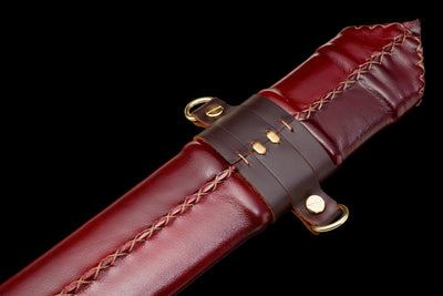 Crimson Lion Longsword — Damascus Steel, Crimson Scabbard – view 8