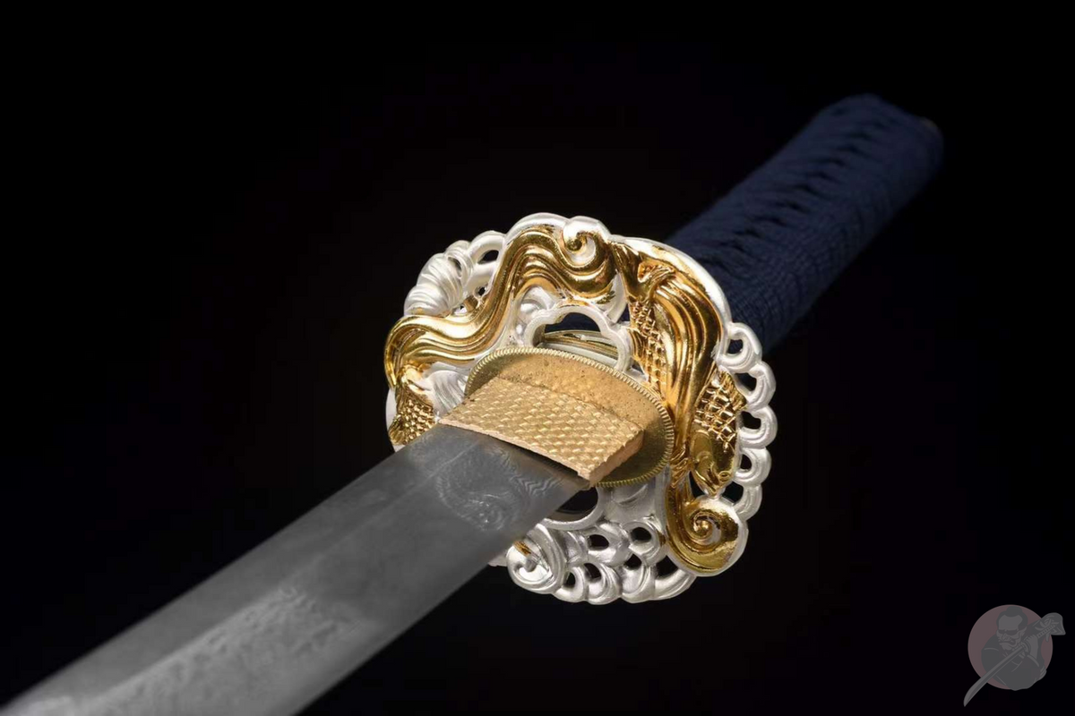 Kasei 火星 Katana – Damascus Steel, Ebony Saya, Zinc Alloy Tsuba – view 6