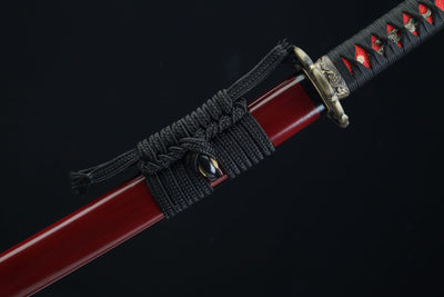 Aka 赤 Katana – T10 Steel, Red Ebony Saya – view 10