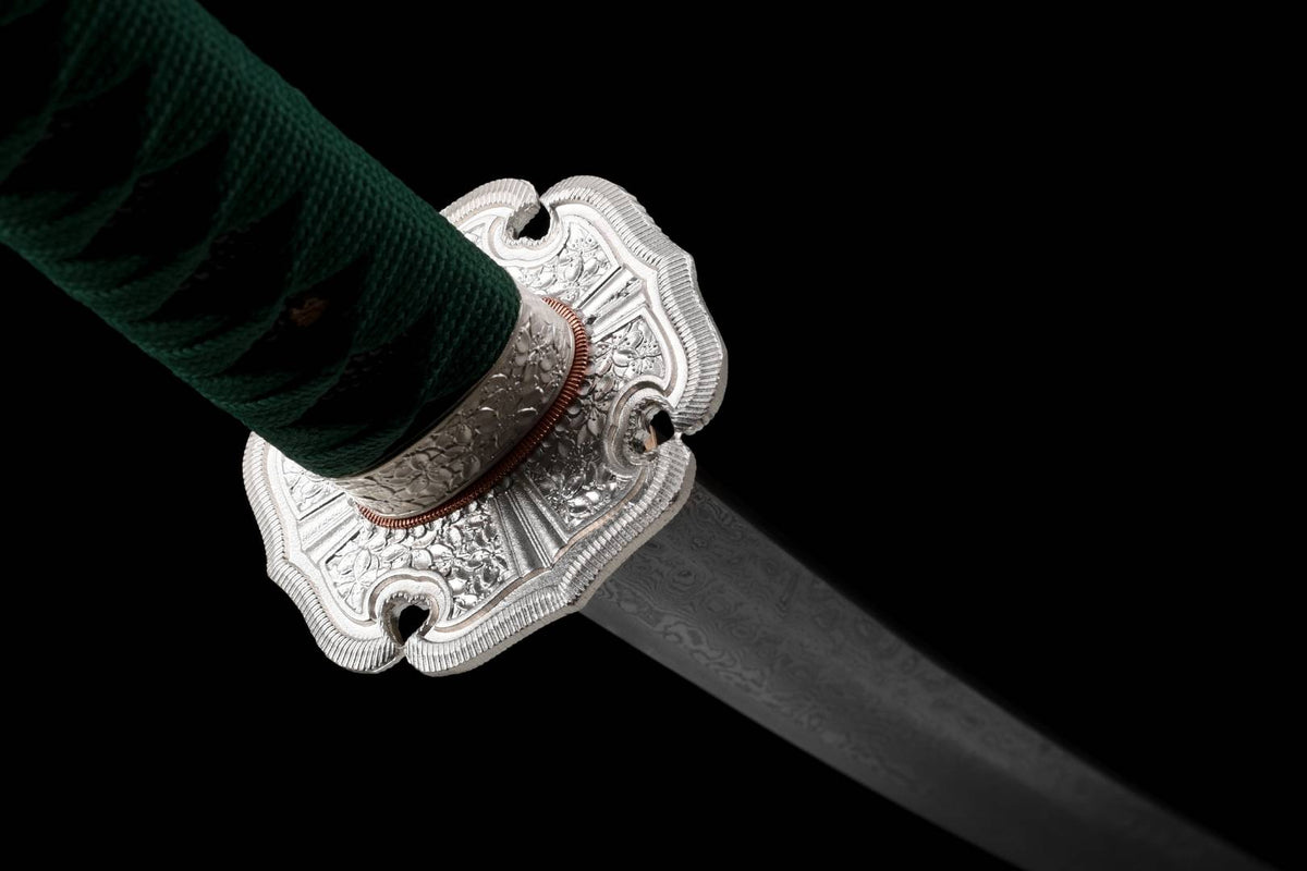 Oda Katana 織田 – T10 Steel, Green Saya with Oda Clan Crest – view 9