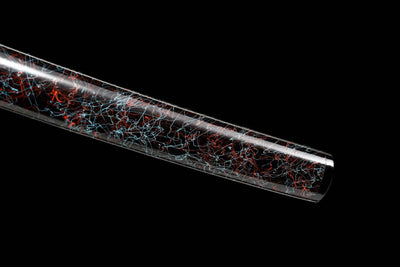 Gaiyo 概要 Katana — Carved Damascus Steel, Orange Sageo – view 10