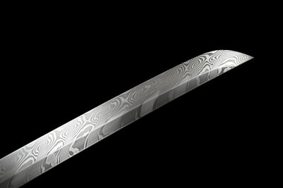 Akuma 悪魔 Katana – Damascus Steel, Black Sculpted Saya – view 9