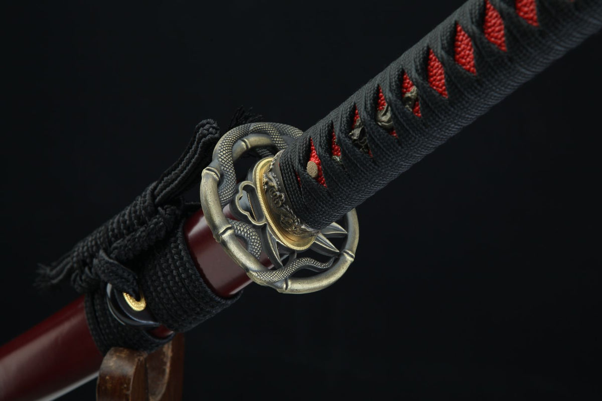 Aka 赤 Katana – T10 Steel, Red Ebony Saya – view 8