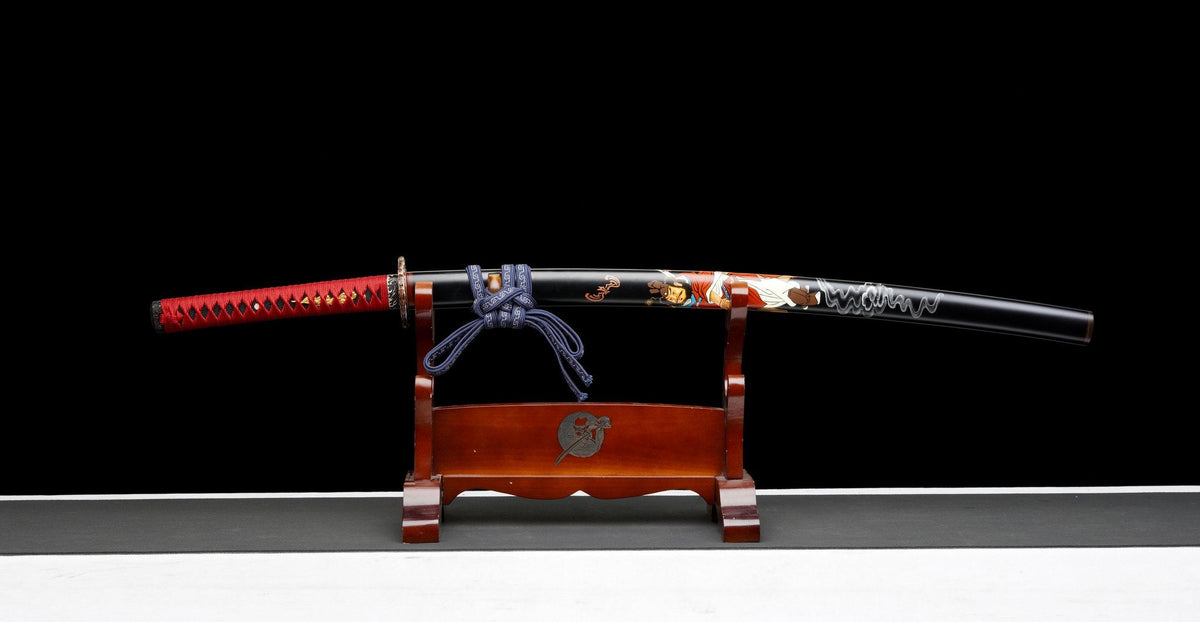 Katana Emaki 絵巻 – T10 Steel, Hand-painted Black Saya – view 3