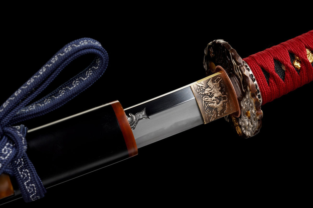 Katana Emaki 絵巻 – T10 Steel, Hand-painted Black Saya – view 9