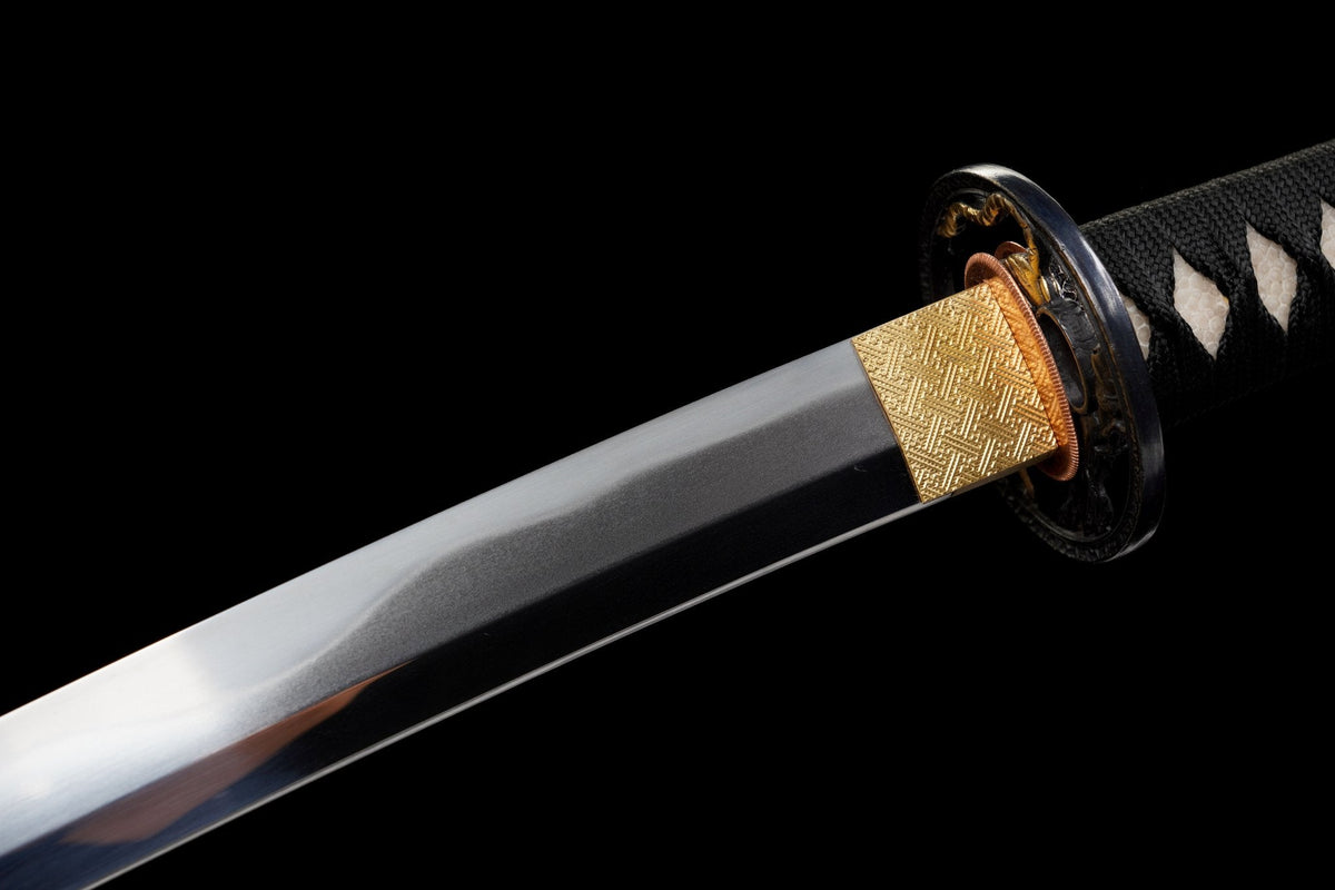 Kohaku Katana 琥珀 – Tamahagane Steel, Amber Landscape Saya – view 6