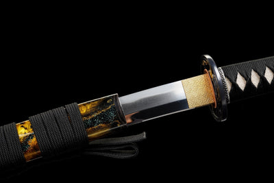 Kohaku Katana 琥珀 – Tamahagane Steel, Amber Landscape Saya – view 9