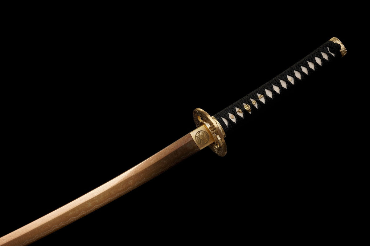 Akagane 赤銅 Katana — Copper-Rose Damascus Steel – view 6