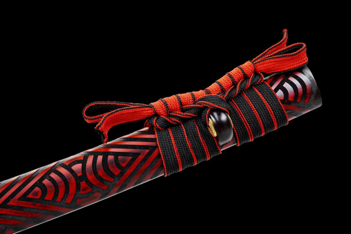 Kurenai no Kaze 紅の風刀 Katana – Crimson Wind, Hand-Forged Damascus – view 5