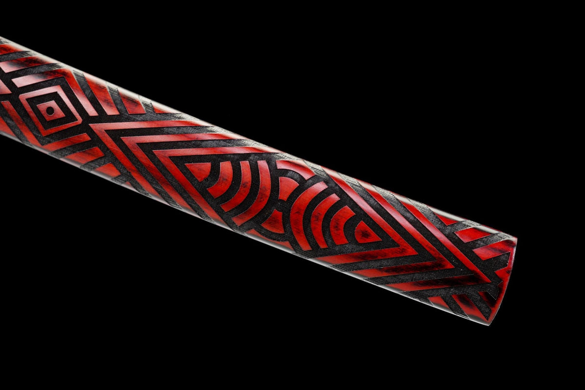 Kurenai no Kaze 紅の風刀 Katana – Crimson Wind, Hand-Forged Damascus – view 6