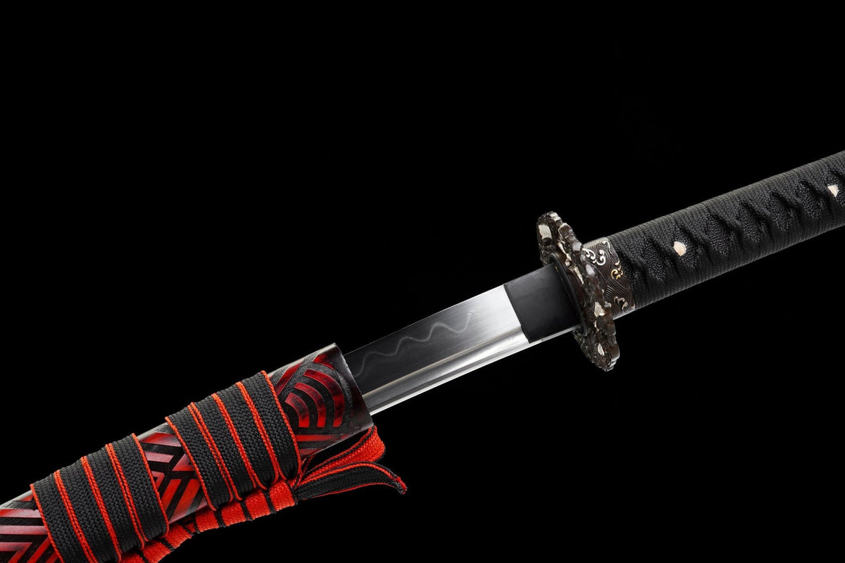 Kurenai no Kaze 紅の風刀 Katana – Crimson Wind, Hand-Forged Damascus – view 14