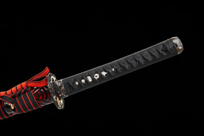 Kurenai no Kaze 紅の風刀 Katana – Crimson Wind, Hand-Forged Damascus – view 15