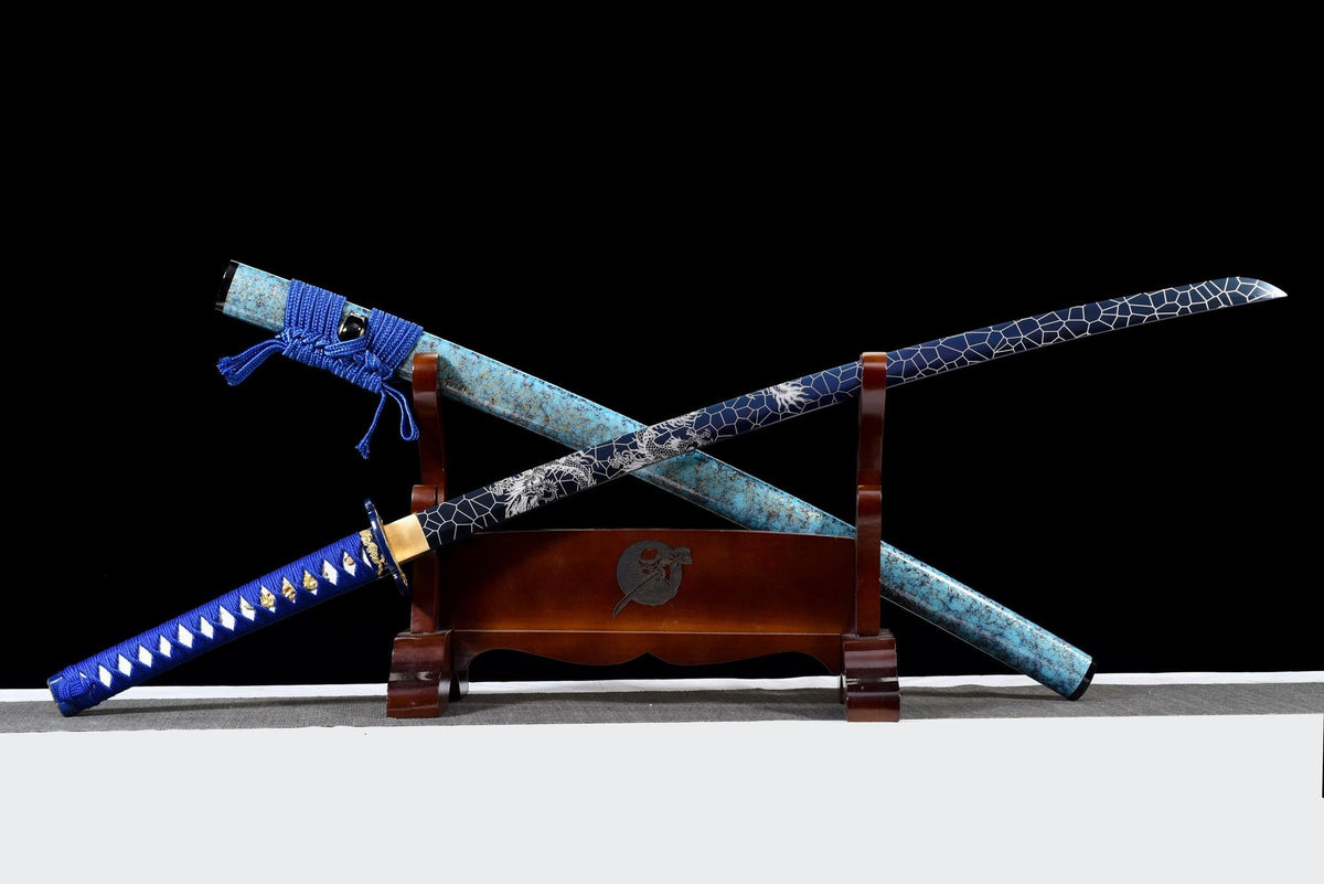 Hyōretsu Sōryū 氷裂蒼竜 Katana – Blue Cracked-Ice Blade, Dragon – view 3