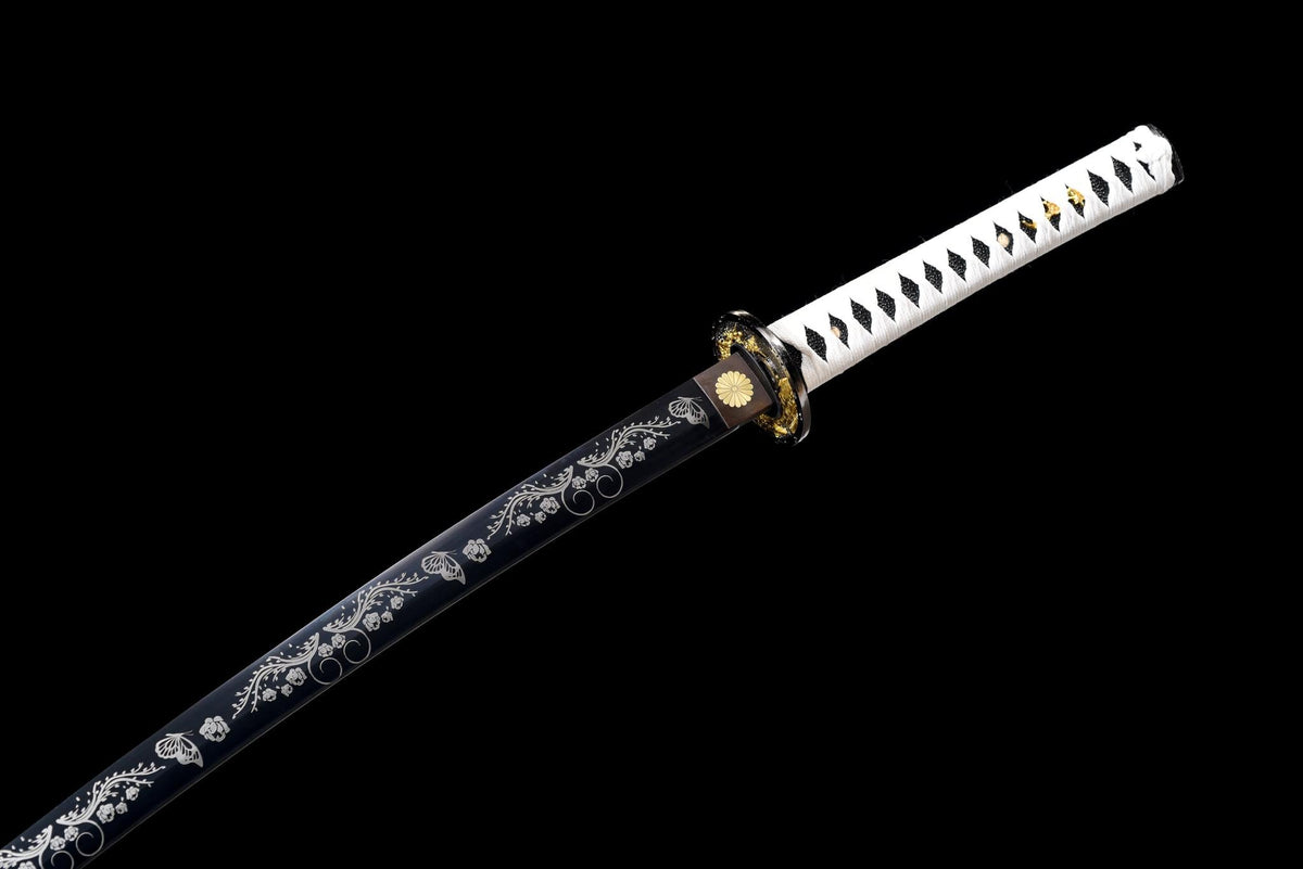 Kurochō 黒蝶 Katana – Black Butterfly, Engraved Black Blade – view 8