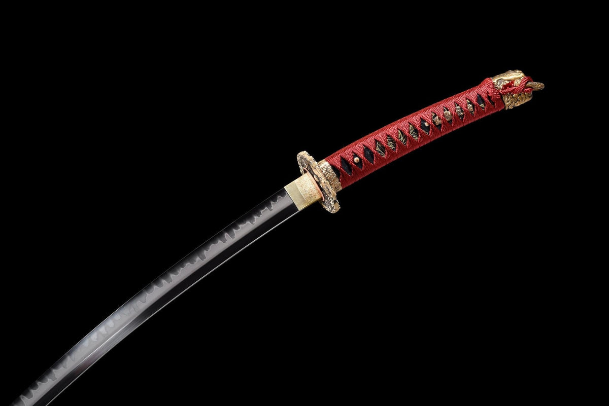 Akatsuki Tachi 暁 – T10 Steel, Red Handle, Black Samegawa Saya – view 8