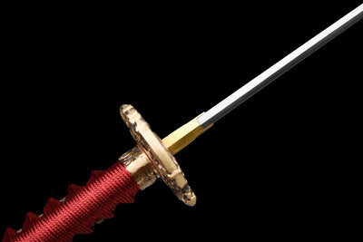 Akatsuki Tachi 暁 – T10 Steel, Red Handle, Black Samegawa Saya – view 12