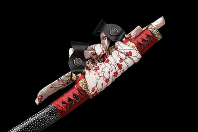 Akatsuki Tachi 暁 – T10 Steel, Red Handle, Black Samegawa Saya – view 13