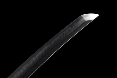 Kōyō Tachi 紅葉 – Damascus Steel, Burgundy Saya, Gilded Fittings – view 5