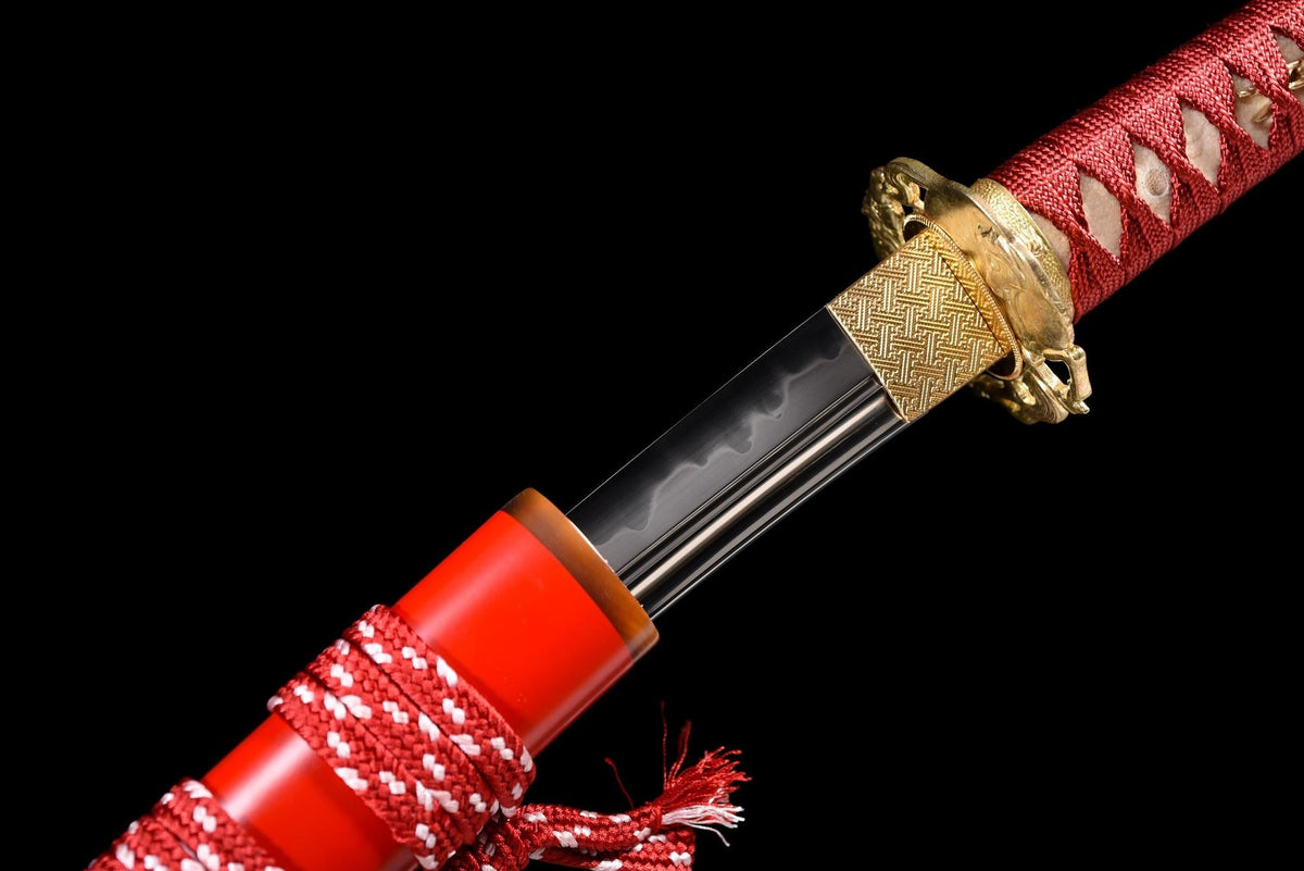 Tanto Kobai 紅梅, T10 Steel, Red Plum Blossom Saya – view 7
