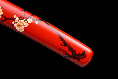Tanto Kobai 紅梅, T10 Steel, Red Plum Blossom Saya – view 10