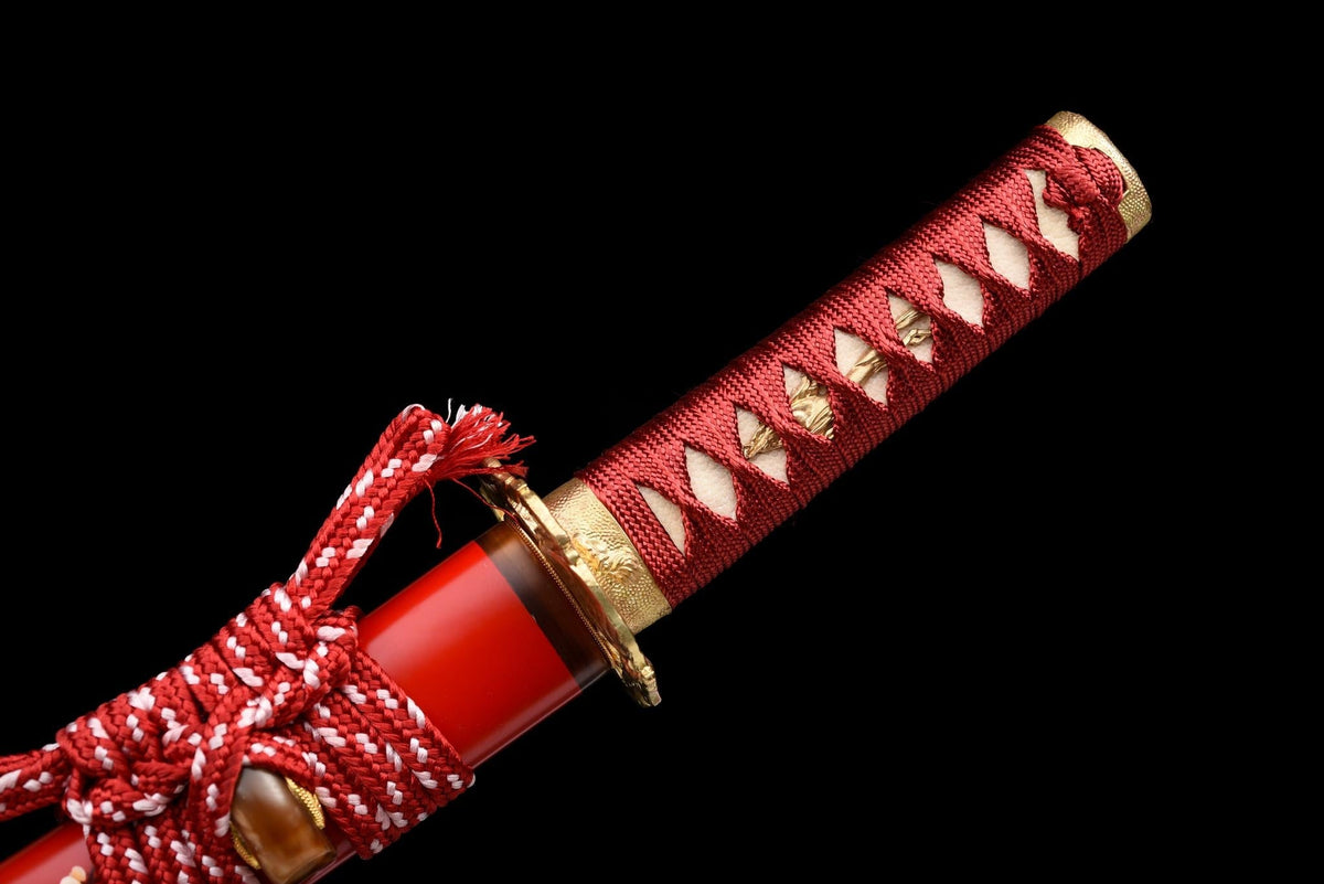 Tanto Kobai 紅梅, T10 Steel, Red Plum Blossom Saya – view 13