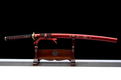 Aokami 蒼神 Katana – T10 Steel, Blue Blade, Red Saya – view 9