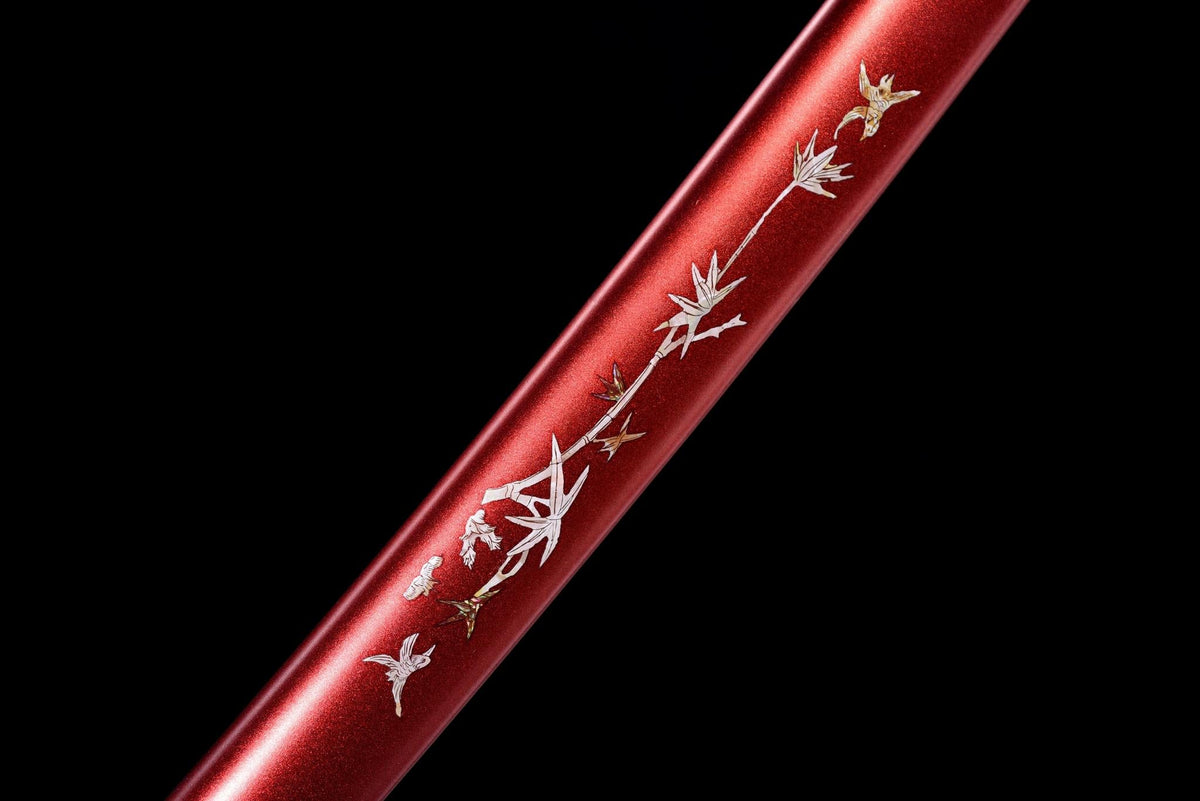 Aokami 蒼神 Katana – T10 Steel, Blue Blade, Red Saya – view 6