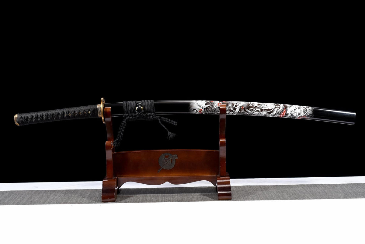 Kurotatsu 黒龍 Katana – Black Dragon, Damascus Steel – view 11