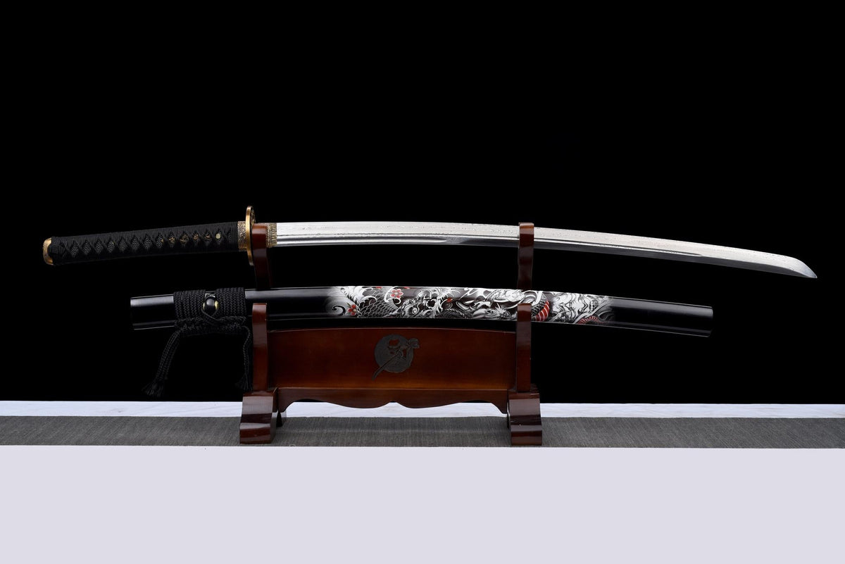 Kurotatsu 黒龍 Katana – Black Dragon, Damascus Steel – view 12