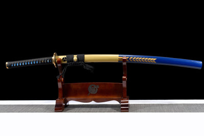 Katana Aoi Yoru 青い夜 – 1060 Steel, Blue Lacquered Saya – view 2