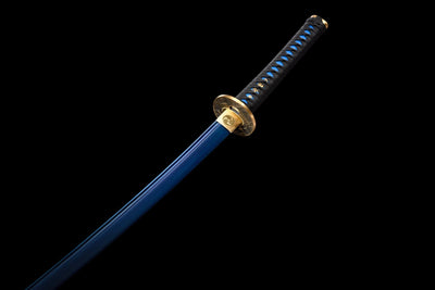 Kinmon 金紋 Katana – 1060 Steel, Blue Finish, Gold Saya – view 6