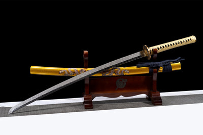 Kogane Ryu 黄金龍 Katana — T10 Steel, Golden Dragon Saya – view 3