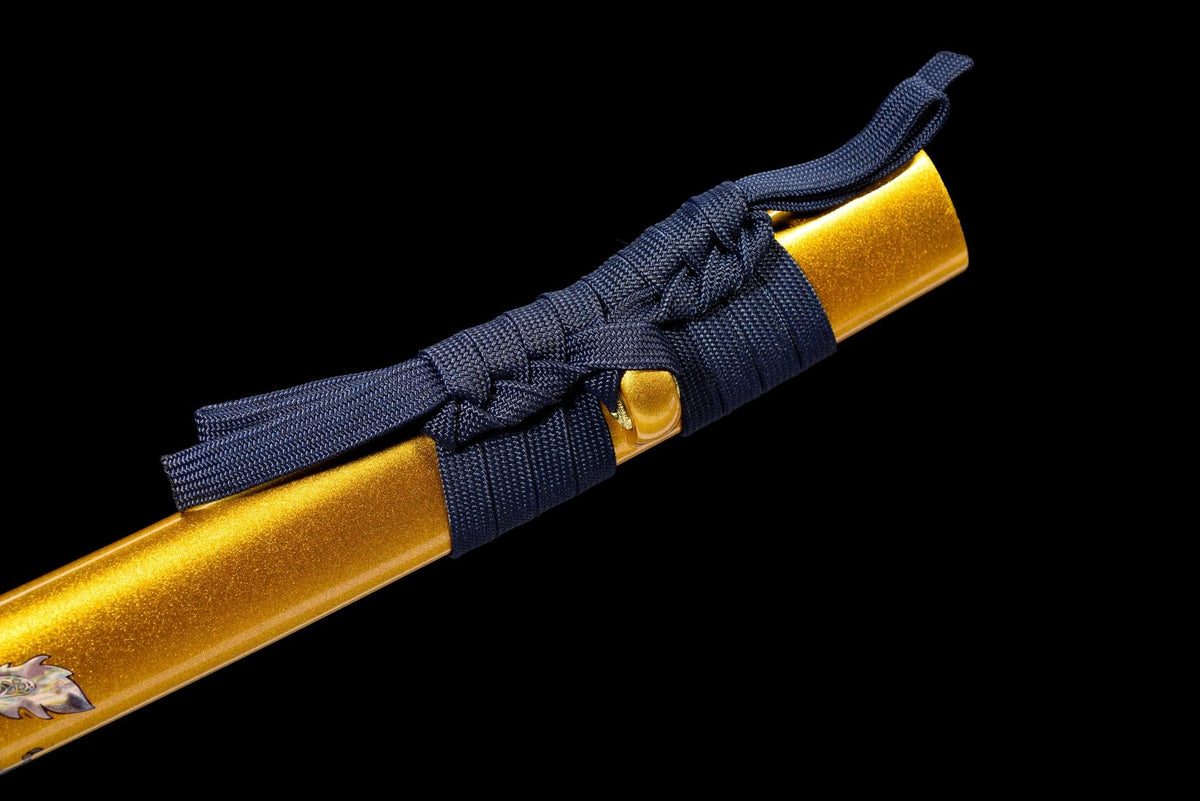 Kogane Ryu 黄金龍 Katana — T10 Steel, Golden Dragon Saya – view 10