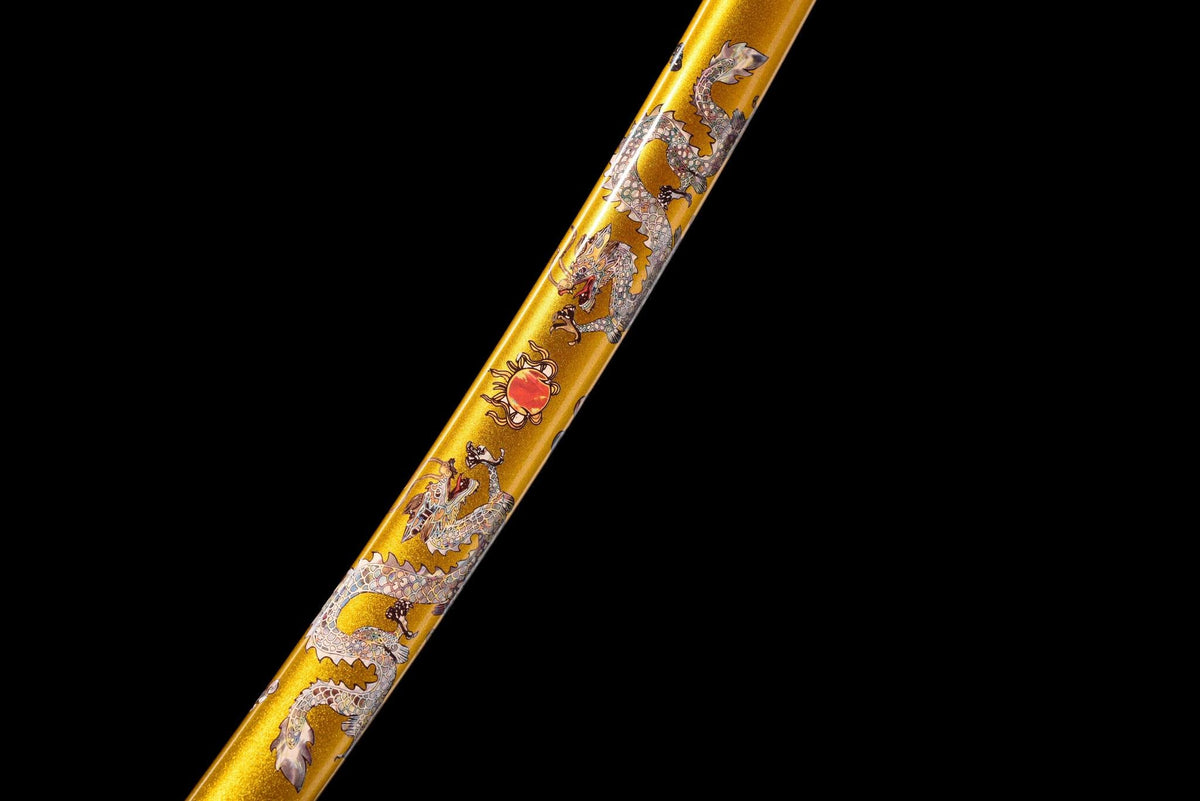 Kogane Ryu 黄金龍 Katana — T10 Steel, Golden Dragon Saya – view 11