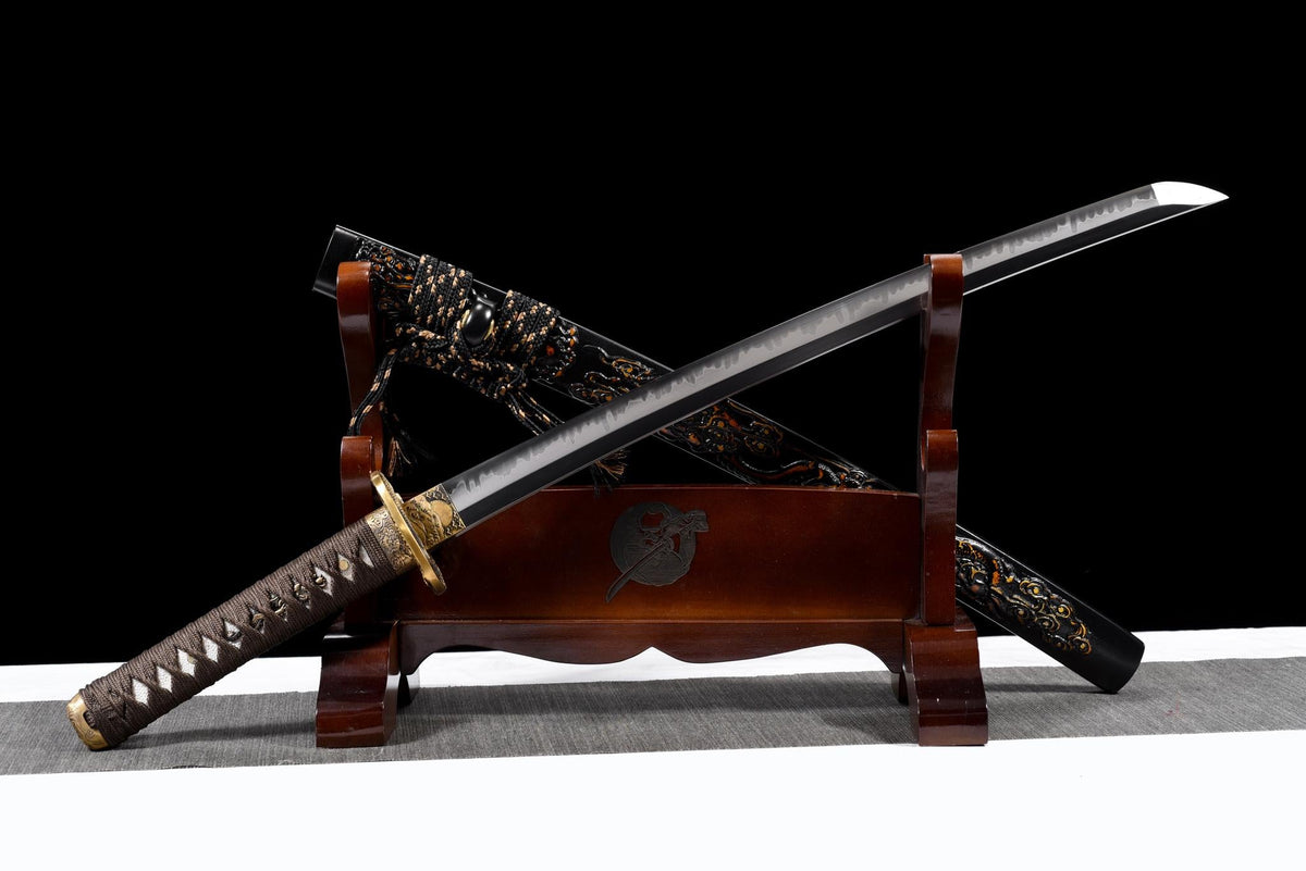Kokuryū Wakizashi 黒竜 – T10 Steel with Hamon – view 1