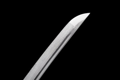 Ginryū Wakizashi 銀龍 – Damascus Steel, Silver Dragon Saya – view 7