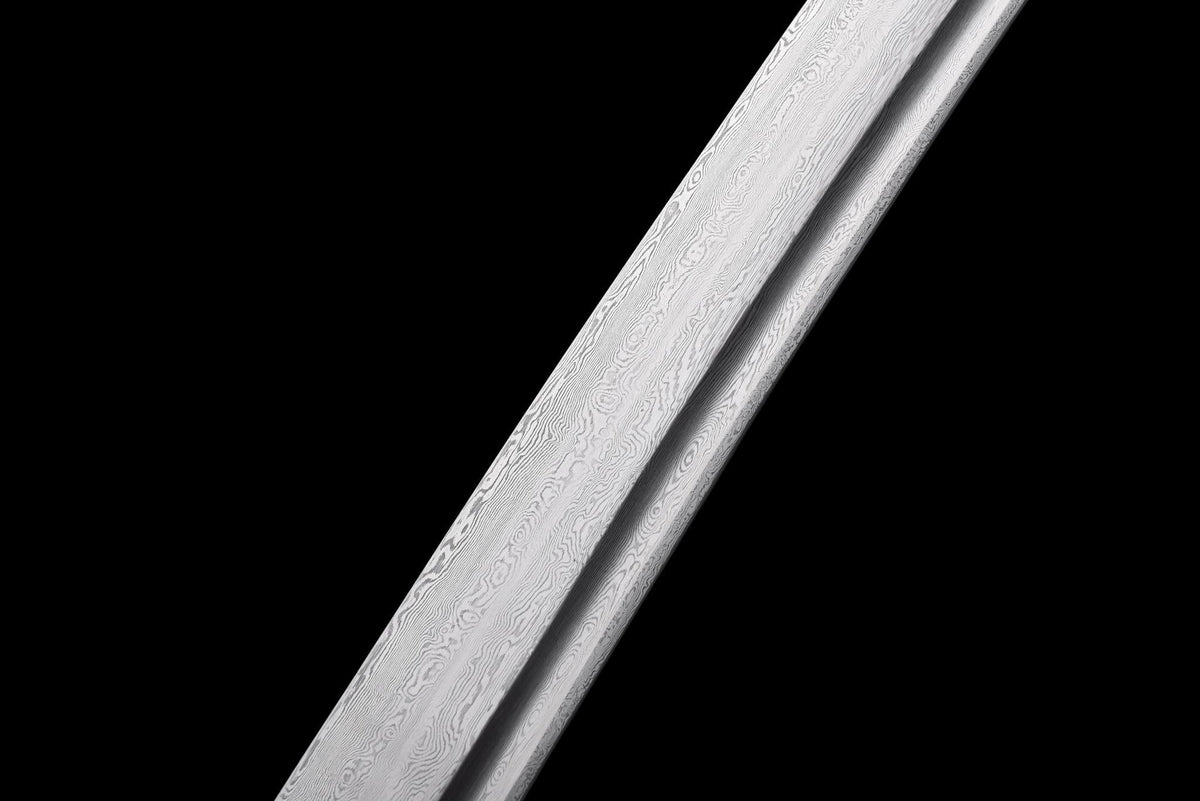 Ginryū Wakizashi 銀龍 – Damascus Steel, Silver Dragon Saya – view 8