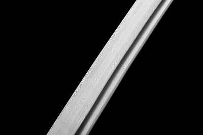 Ginryū Wakizashi 銀龍 – Damascus Steel, Silver Dragon Saya – view 8