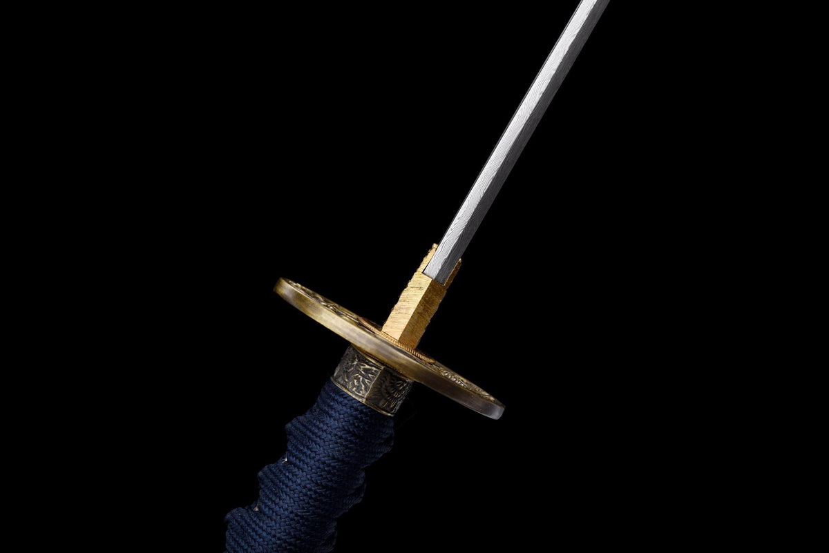 Ginryū Wakizashi 銀龍 – Damascus Steel, Silver Dragon Saya – view 17