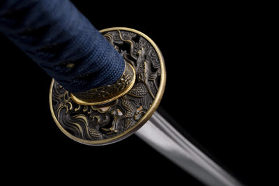 Ginryū Wakizashi 銀龍 – Damascus Steel, Silver Dragon Saya – view 14