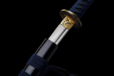 Ginryū Wakizashi 銀龍 – Damascus Steel, Silver Dragon Saya – view 2