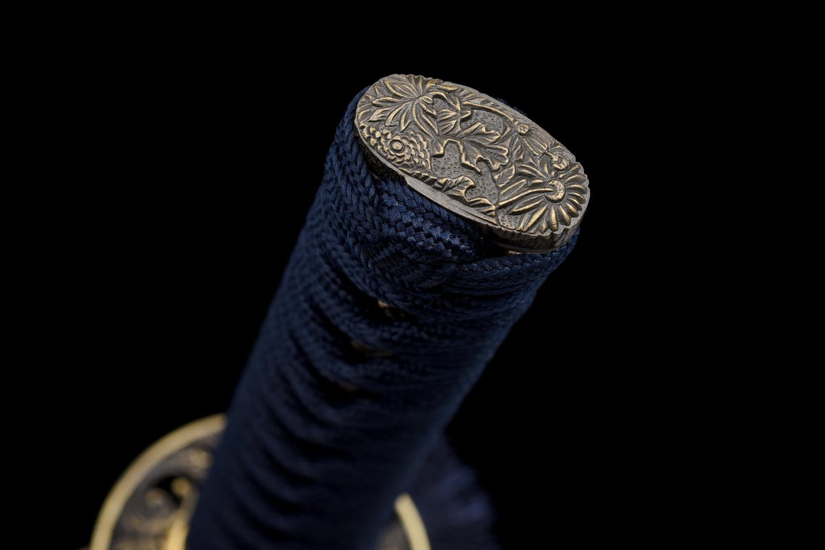 Ginryū Wakizashi 銀龍 – Damascus Steel, Silver Dragon Saya – view 16