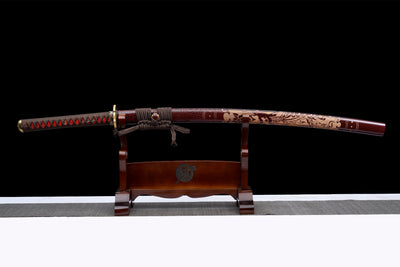 Kurenai Hana 紅花 Katana – Damascus Steel – view 2