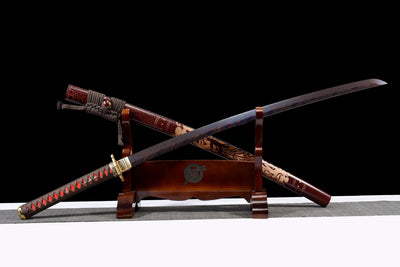Kurenai Hana 紅花 Katana – Damascus Steel – view 3
