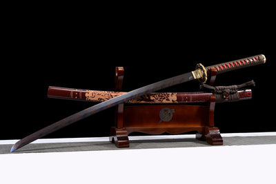 Kurenai Hana 紅花 Katana – Damascus Steel – view 4