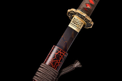 Kurenai Hana 紅花 Katana – Damascus Steel – view 15