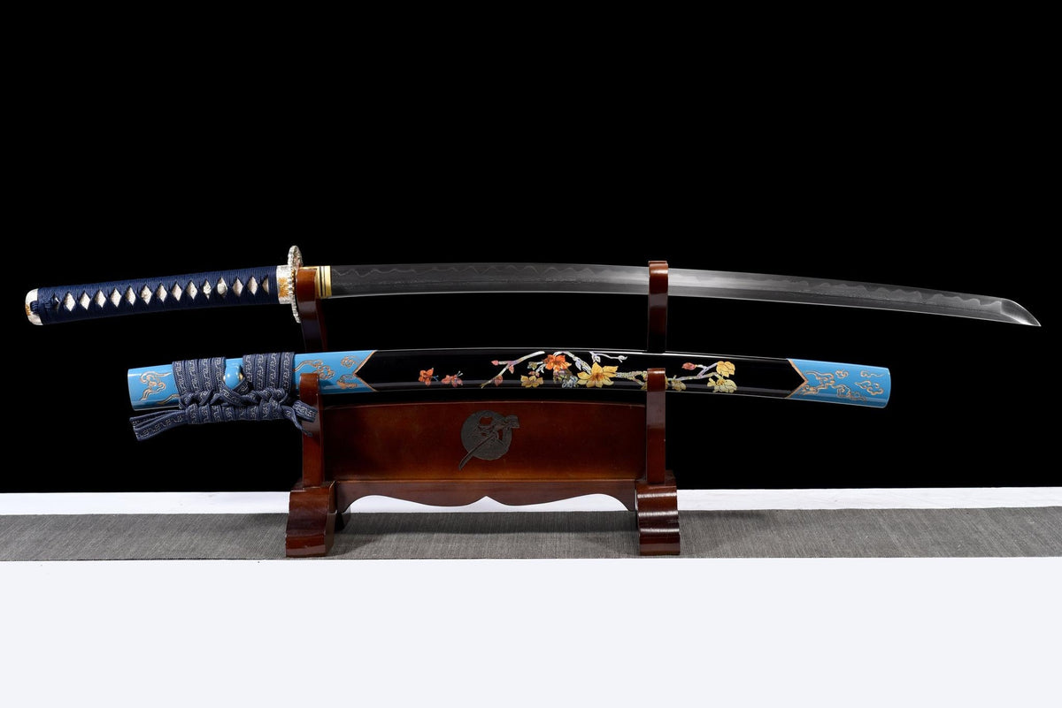 Ame Hana 雨花 Katana, Damascus Steel with Hamon – view 1